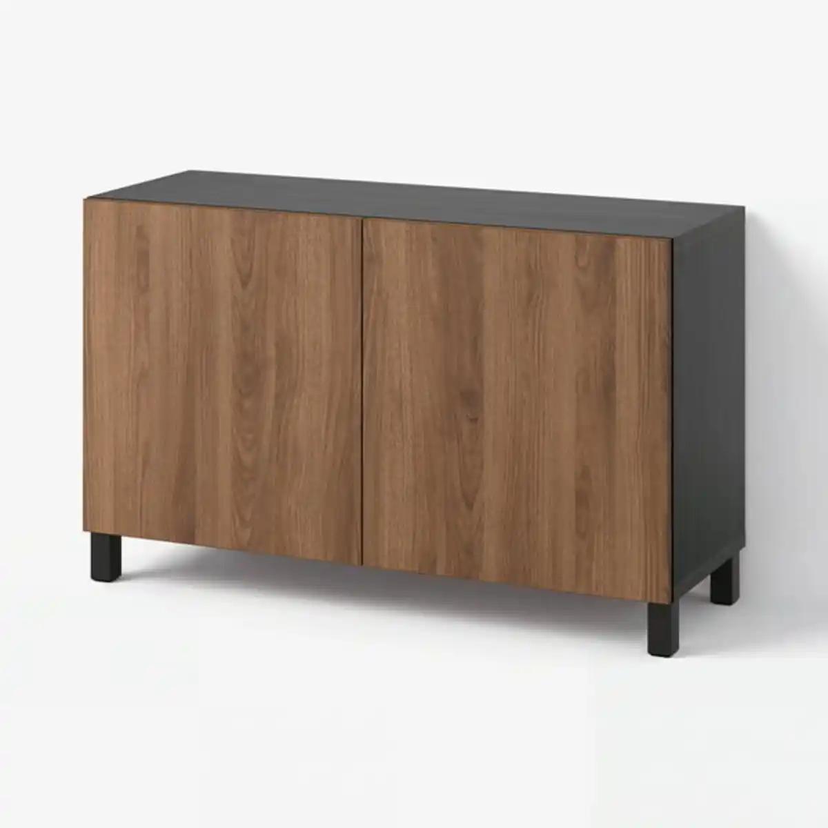 Bild 1 von BESTÅ Aufbewahrung mit Türen, schwarzbraun Lappviken/Stubbarp/braun Nussbaumnachbildung, 120x42x74 cm