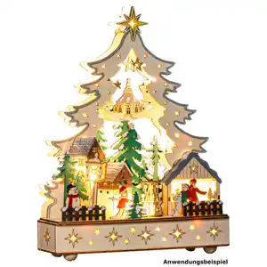LED-Weihnachtsstadt aus Holz 25 x 8 x 32 cm