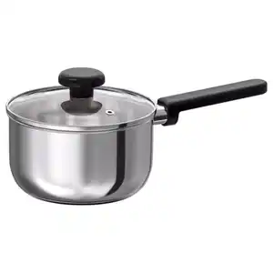 MIDDAGSMAT Kasserolle mit Deckel, Klarglas/Edelstahl, 2 l