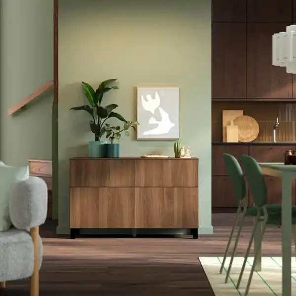 Bild 3 von BESTÅ Aufbewkomb.+Türen/Schubladen, schwarzbraun Lappviken/Stubbarp/braun Nussbaumnachbildung, 120x42x75 cm
