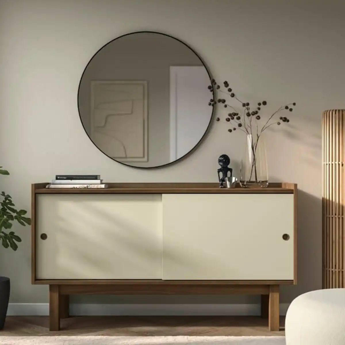 Bild 2 von FÖRSÄLJARE Sideboard, dunkelbeige Holz/hellbeige, 140x46x78 cm