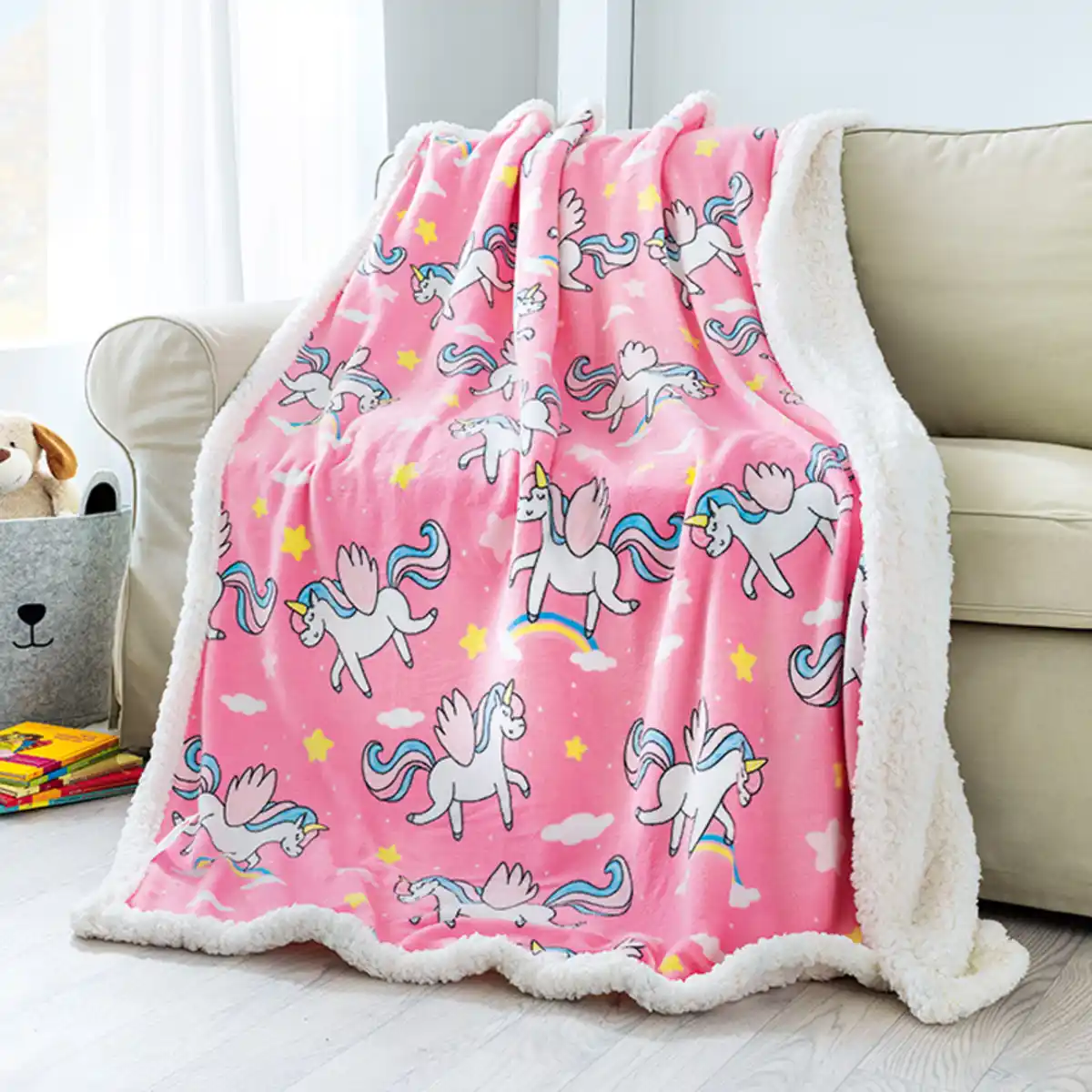 Bild 1 von Dreamtex-Junior Kinder-Coral-Sherpa-Kuscheldecke