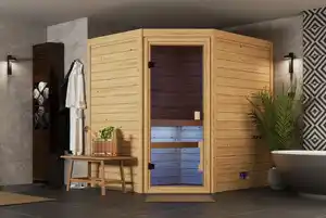 Karibu Innensauna Josie Eckeinstieg inkl. 3,6kW Saunaofen integr. Strg.