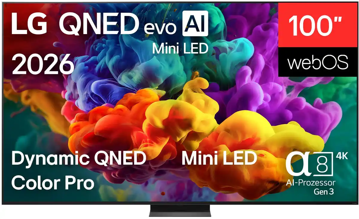 Bild 1 von 100QNED87B6 253 cm (100") QNED evo MiniLED AI TV, 4K Ultra HD, Smart-TV, HDR-Wiedergabe, 120 Hz, DVB-T2/DVB-C/DVB-S2, Sprachsteuerung
