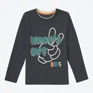 Kinder-Jungen-Langarmshirt mit Rippbündchen