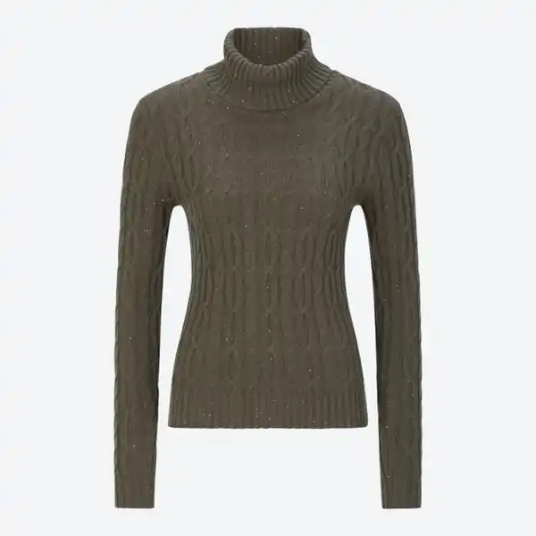 Bild 2 von Damen-Zopfstrickpullover mit Rollkragen