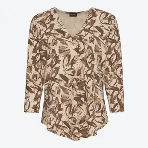 Damen-Langarmshirt mit V-Ausschnitt und Falte vorne