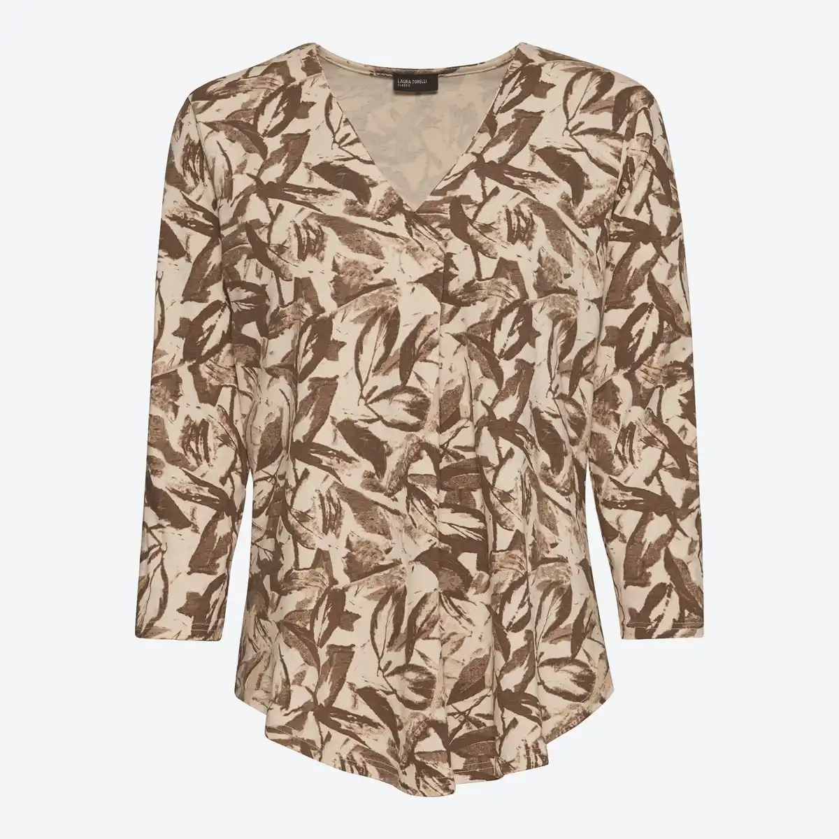 Bild 1 von Damen-Langarmshirt mit V-Ausschnitt und Falte vorne