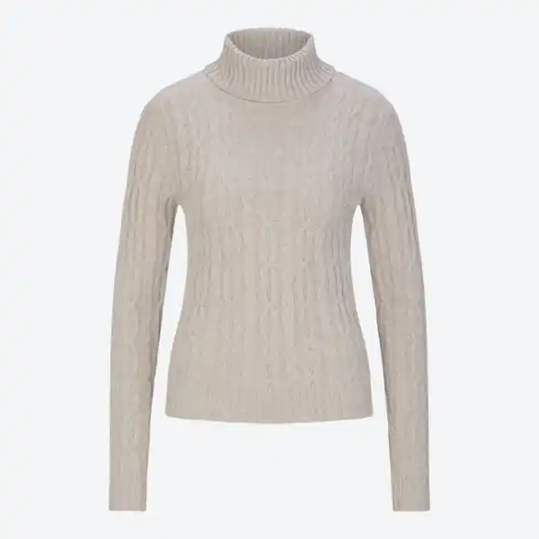Bild 2 von Damen-Zopfstrickpullover mit Rollkragen