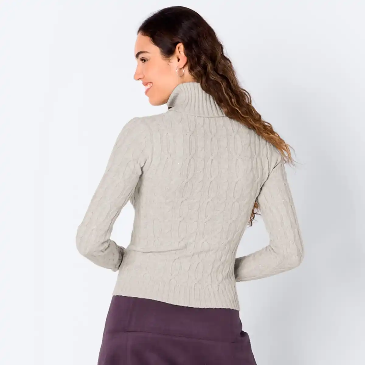 Bild 4 von Damen-Zopfstrickpullover mit Rollkragen