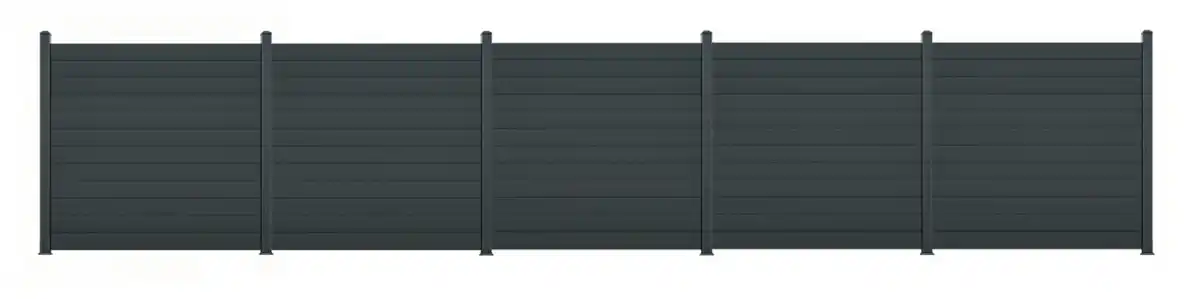 Bild 1 von Hardin 1fachgut Premium Aluminium-Sichtschutzzaun CORTINA - 5x Element + 6x Pfosten - Anthrazit
