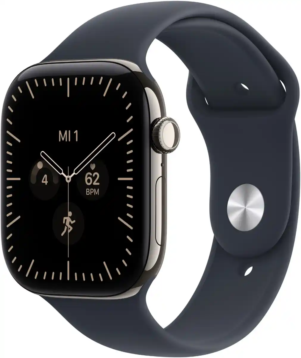 Bild 1 von Apple Watch Series 12 (46mm) GPS+5G Smartwatch Titan mit Sportarmband M/L natur/navyblau