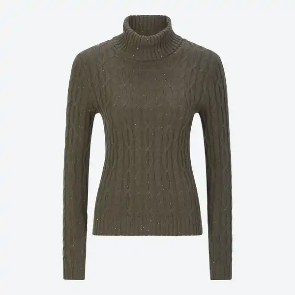 Bild 3 von Damen-Zopfstrickpullover mit Rollkragen