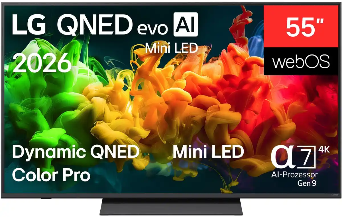 Bild 1 von 55QNED8EB3B 139 cm (55") QNED evo MiniLED AI TV, 4K Ultra HD, Smart-TV, HDR-Wiedergabe, DVB-T2/DVB-C/DVB-S2, Sprachsteuerung