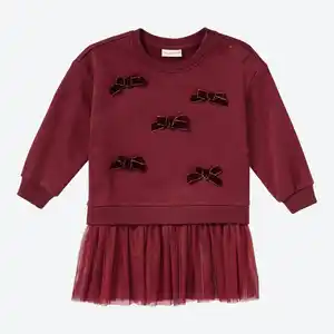 Baby-Mädchen-Kleid mit Samt-Schleifen