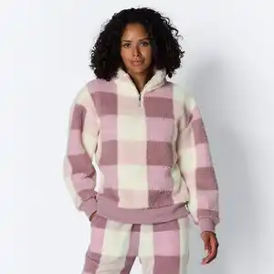 Damen-Homewear-Fleece-Troyer mit Stehkragen