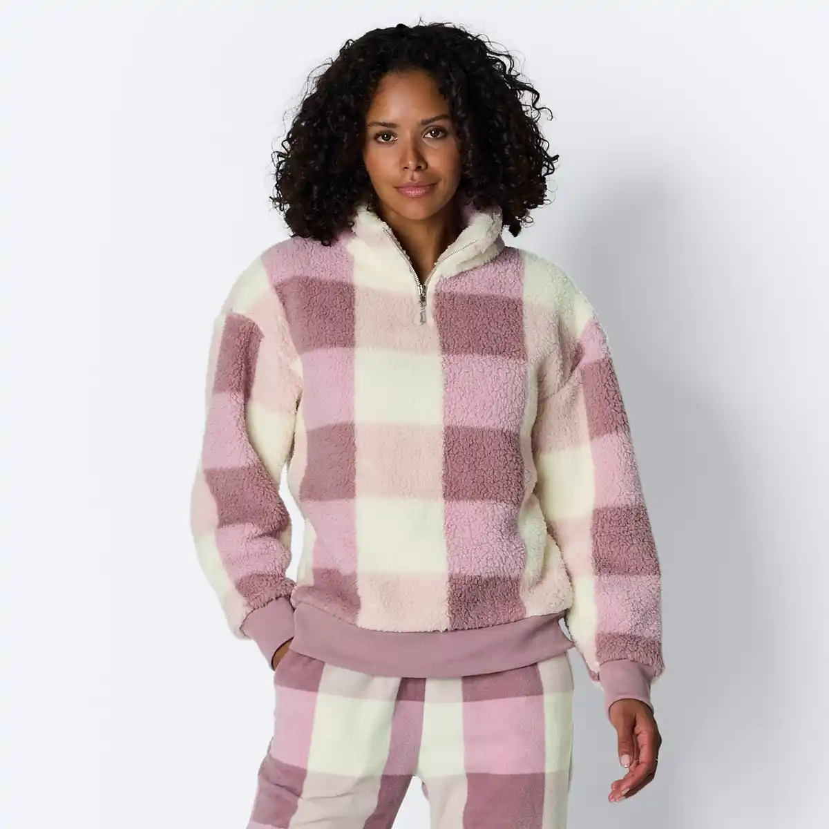 Bild 1 von Damen-Homewear-Fleece-Troyer mit Stehkragen