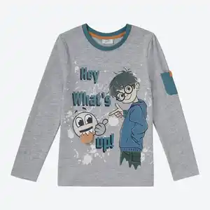 Kinder-Jungen-Langarmshirt mit Rundhalsausschnitt
