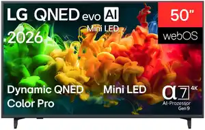 50QNED8EB3F 126 cm (50") QNED evo MiniLED AI TV, 4K Ultra HD, Smart-TV, HDR-Wiedergabe, DVB-T2/DVB-C/DVB-S2, Sprachsteuerung