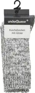 under2wear Kuschelsocken mit Glitzer grau Mel. 39/42
