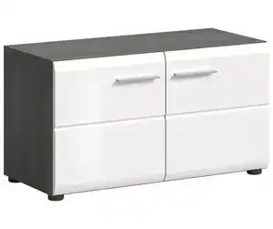 Garderobenbank Salsa, Holznachbildung, 80 x 44 x 37 cm Weiß Hochglanz Tiefzieh/Rauchsilber