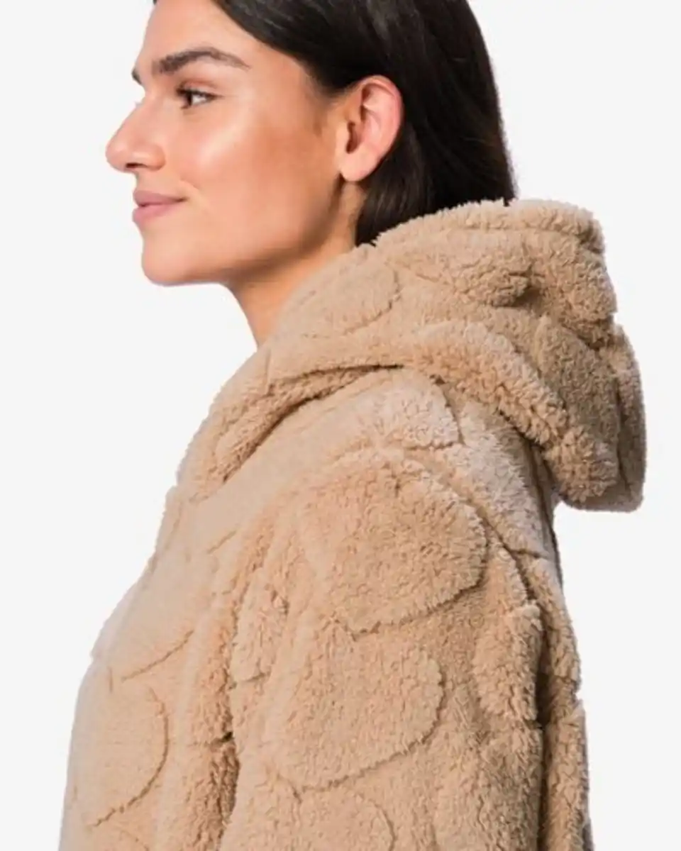 Bild 4 von Damennachthemd aus Fleece mit kleinen Herzen hellbraun