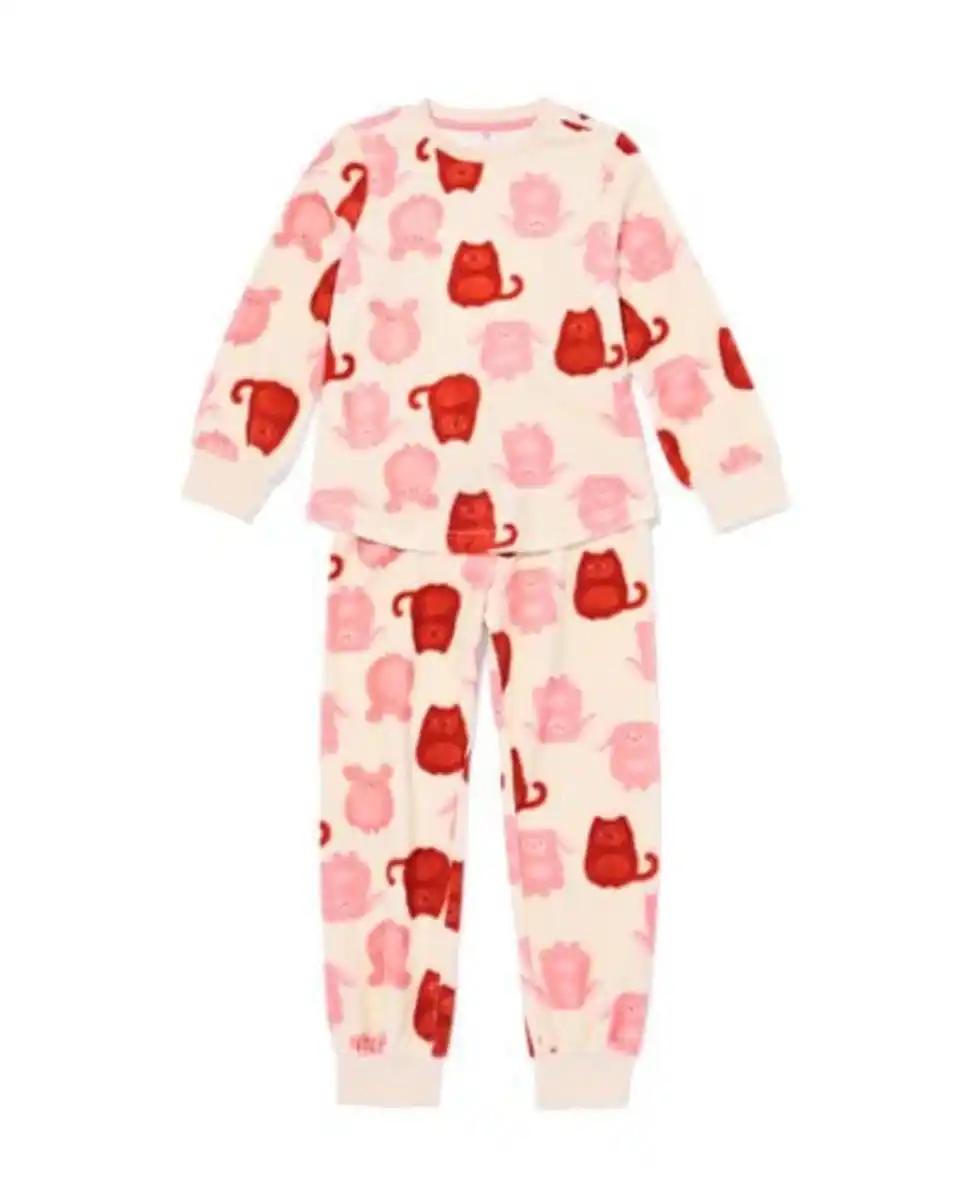 Bild 1 von Kinderpyjama Samt Tiere eierschalenfarben
