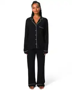 Damenpyjama Viskose schwarz