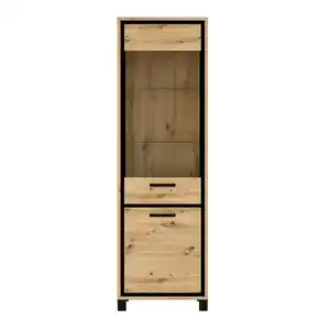 Vitrine Trondheim Metall 209 x 64,4 x 41,5 cm Artisan-Eiche-Dekor/Schwarz Eiche-Dekor