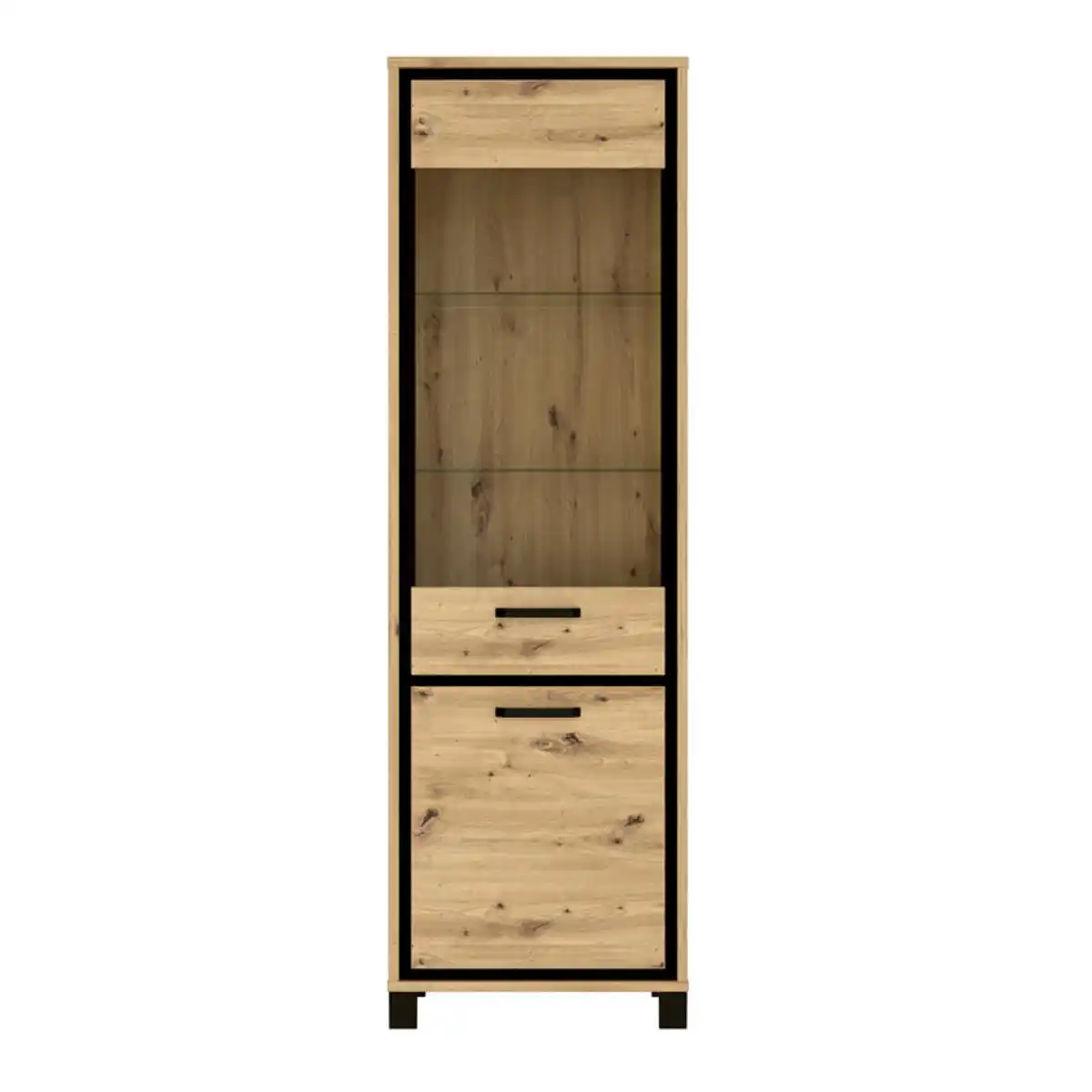 Bild 1 von Vitrine Trondheim Metall 209 x 64,4 x 41,5 cm Artisan-Eiche-Dekor/Schwarz Eiche-Dekor