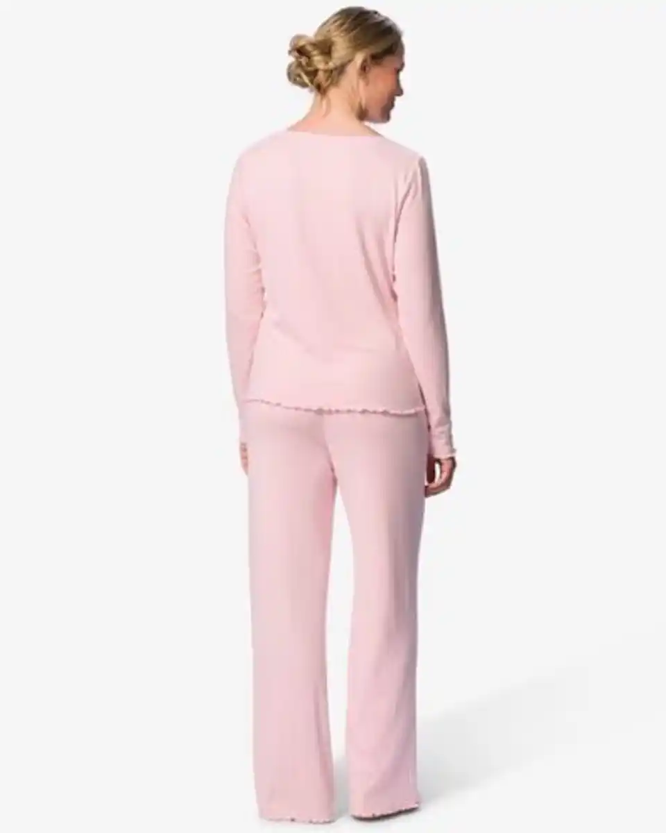 Bild 4 von Damen-Pyjama mit Ajourmuster mit Herzen hellrosa