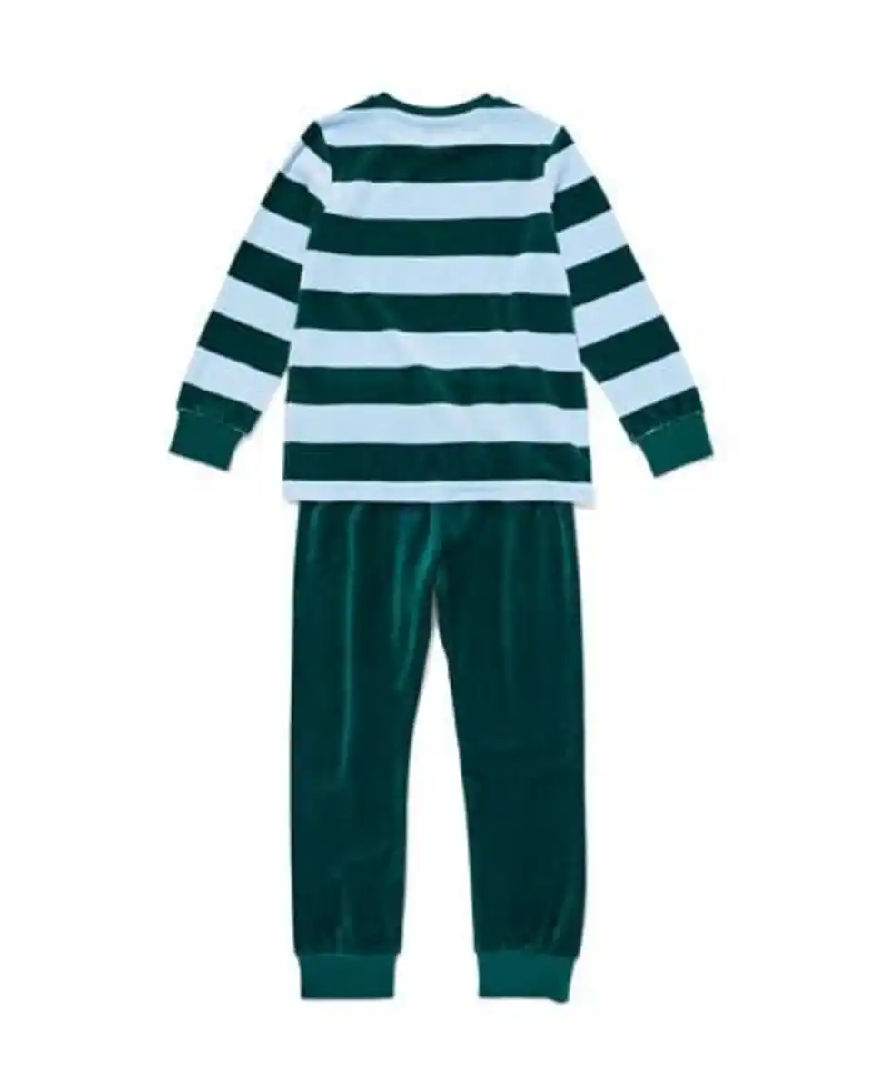 Bild 2 von Kinderpyjama Velours mit Streifen grün
