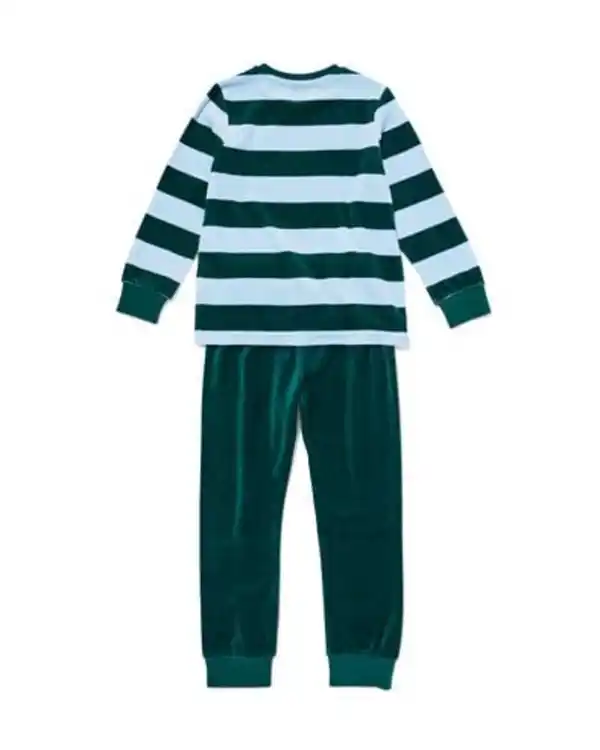 Bild 2 von Kinderpyjama Velours mit Streifen grün