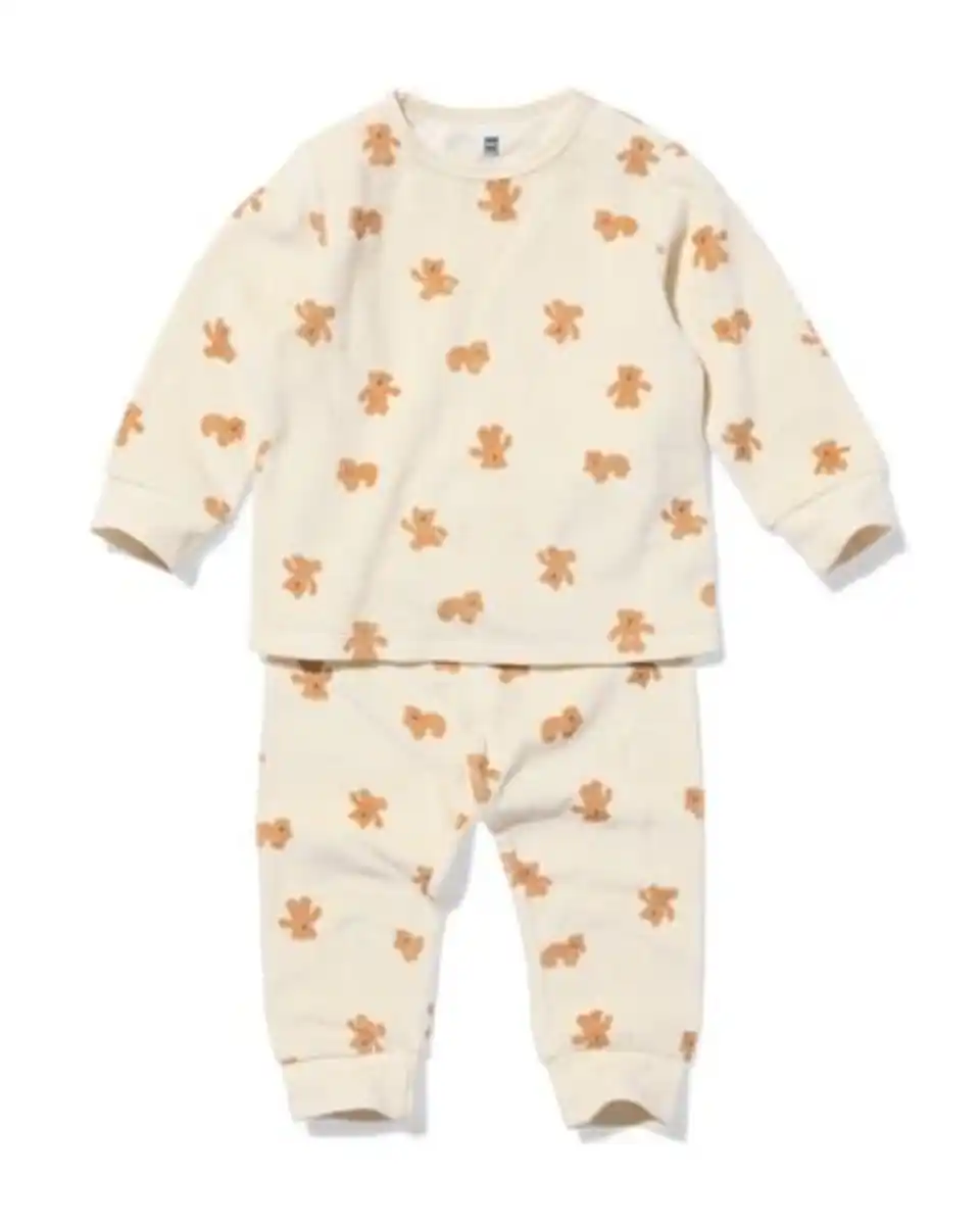 Bild 1 von Babypyjama, Velours, Bären naturfarben