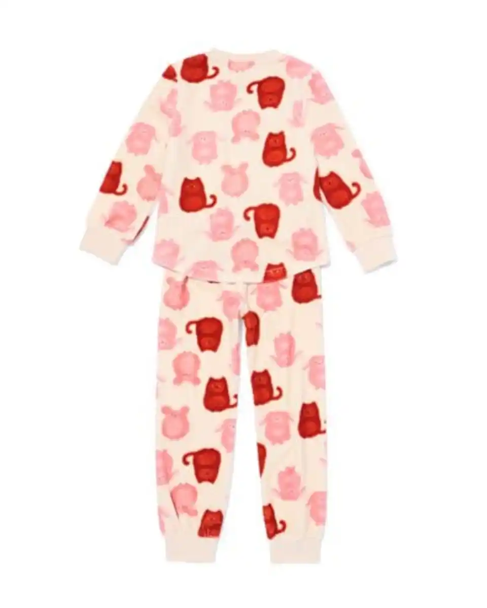 Bild 4 von Kinderpyjama Samt Tiere eierschalenfarben