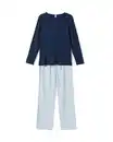 Bild 2 von Damenpyjama aus Baumwolle, Flanell, gestreift dunkelblau