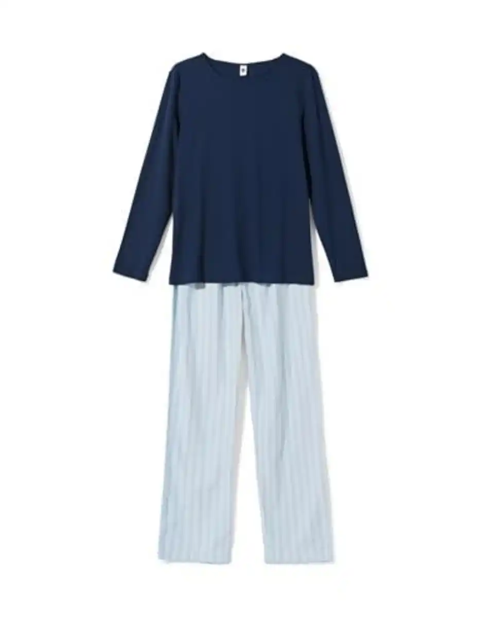 Bild 2 von Damenpyjama aus Baumwolle, Flanell, gestreift dunkelblau