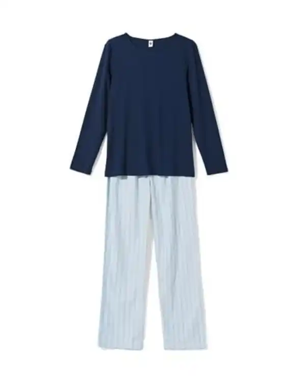 Bild 2 von Damenpyjama aus Baumwolle, Flanell, gestreift dunkelblau