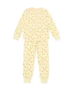 Kinderpyjama aus Velours mit Blumen gelb