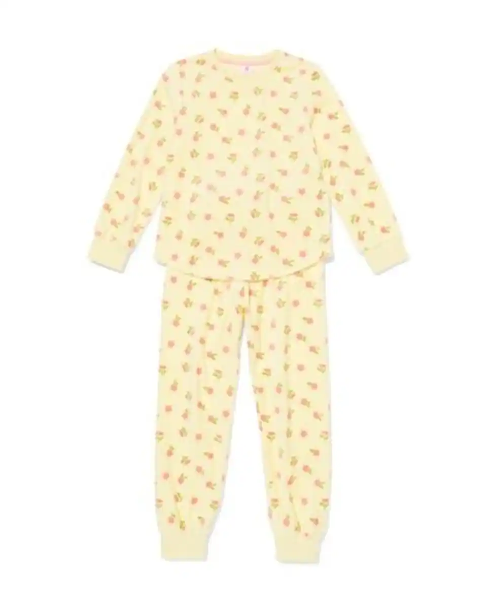 Bild 1 von Kinderpyjama aus Velours mit Blumen gelb