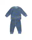 Bild 1 von Babypyjama, Velours, Dino blau