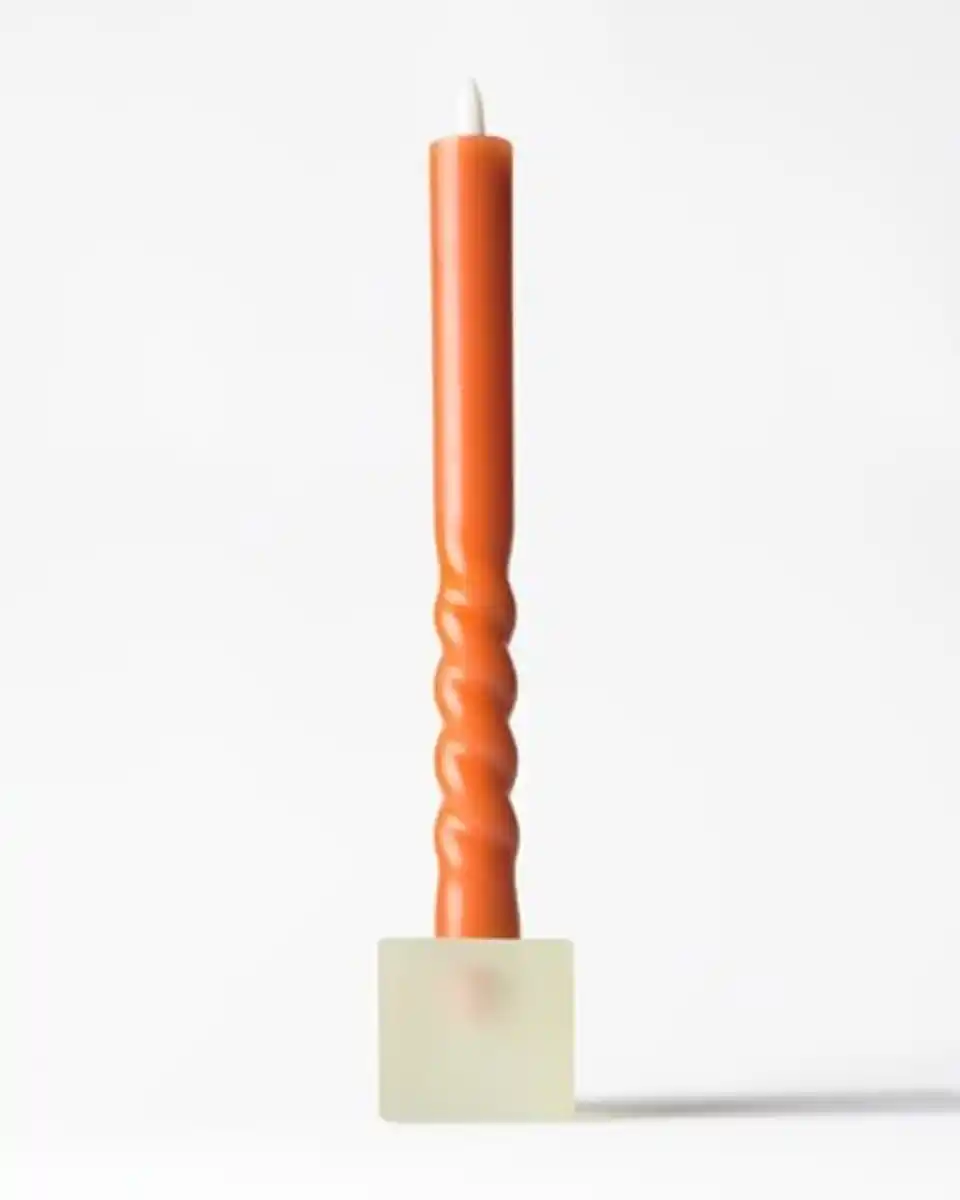Bild 3 von LED-Dinnerkerze, ⌀ 2,5 × 27,3 cm, Rippenstruktur, Orange