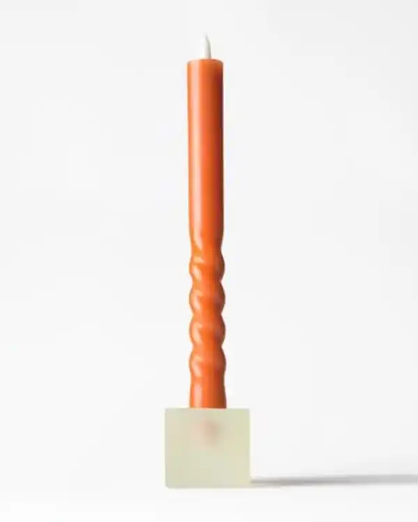 Bild 3 von LED-Dinnerkerze, ⌀ 2,5 × 27,3 cm, Rippenstruktur, Orange
