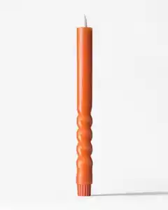 LED-Dinnerkerze, ⌀ 2,5 × 27,3 cm, Rippenstruktur, Orange