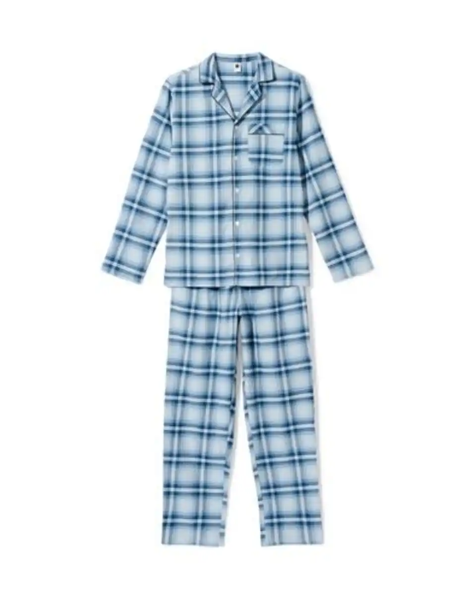 Bild 2 von Herrenpyjama, kariert mittelblau