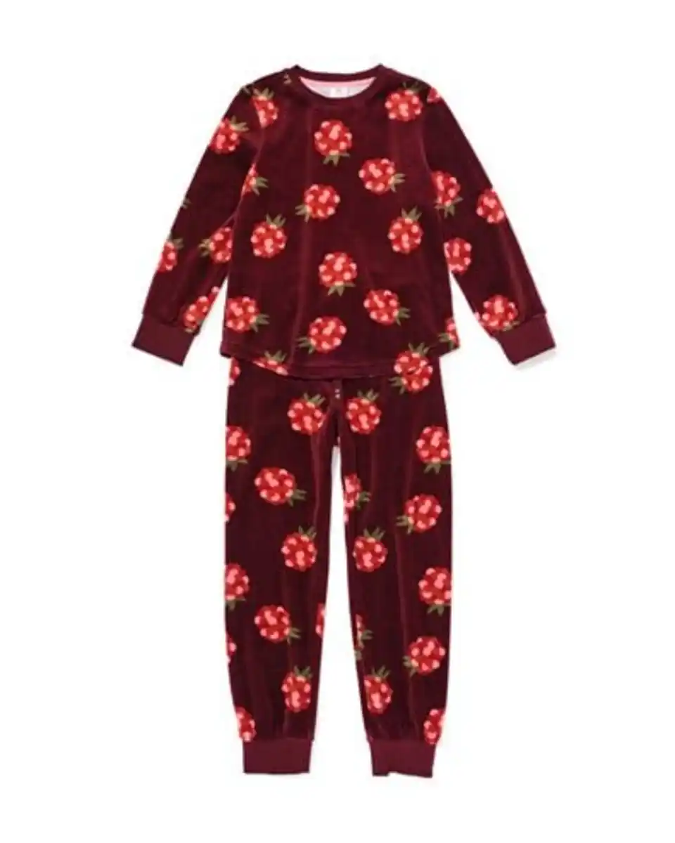 Bild 1 von Kinderpyjama, Velours, Obst rot