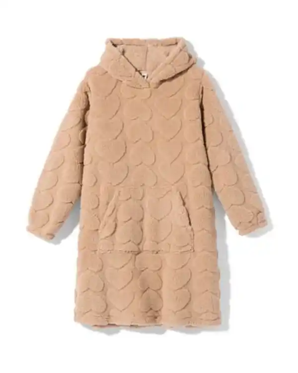 Bild 2 von Damennachthemd aus Fleece mit kleinen Herzen hellbraun