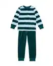 Bild 1 von Kinderpyjama Velours mit Streifen grün