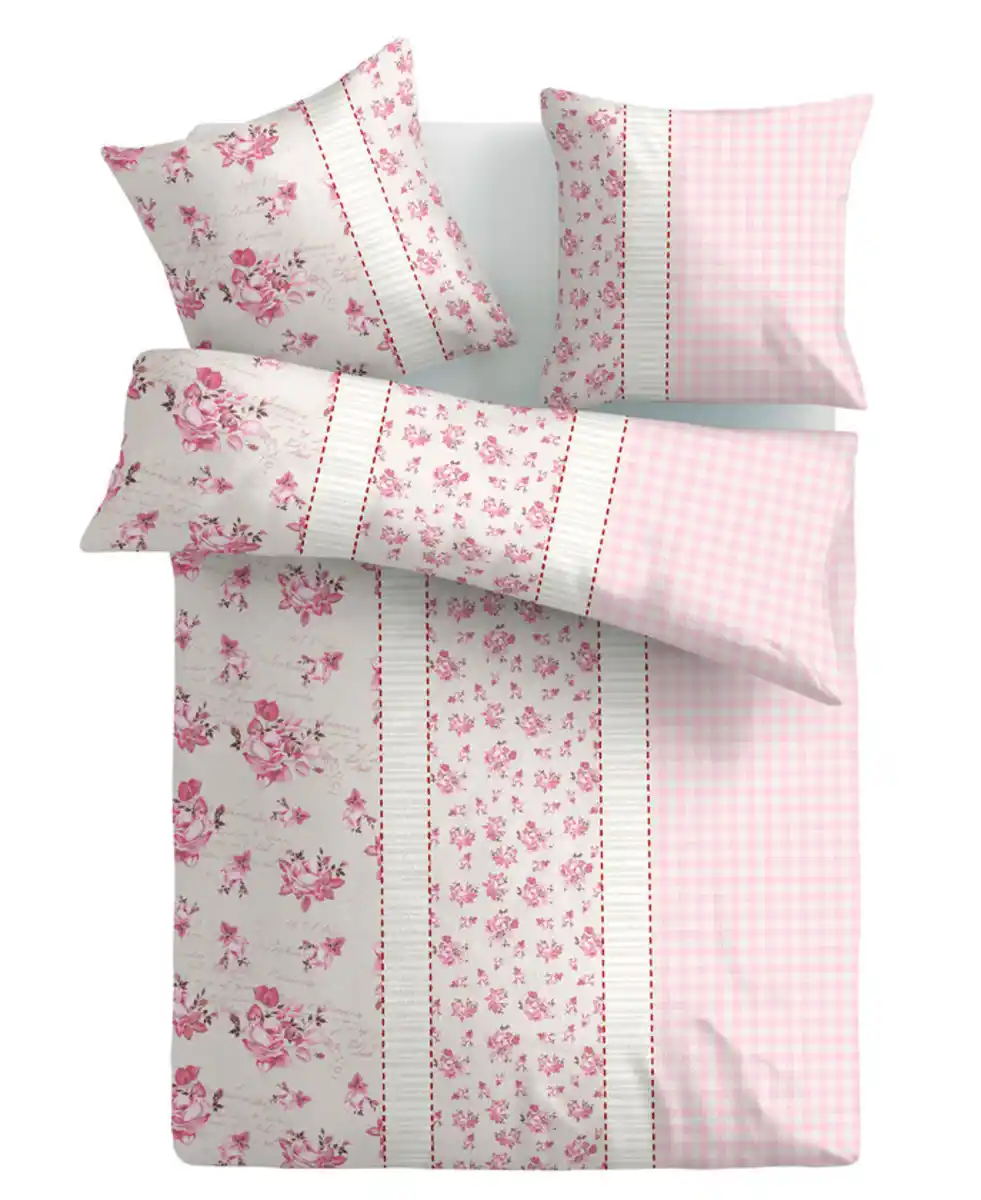 Bild 1 von Biber-Bettwäsche Exklusiv Röschen 135 x 200 cm rosa