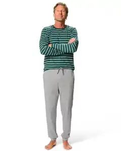 Herrenpyjama Jesse, Regular Fit, Jersey, gestreift dunkelgrün